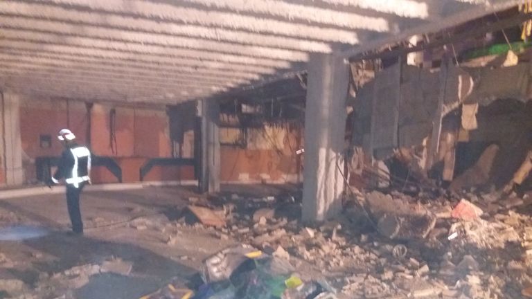 The scene in the basement after the nightclub floor collapse