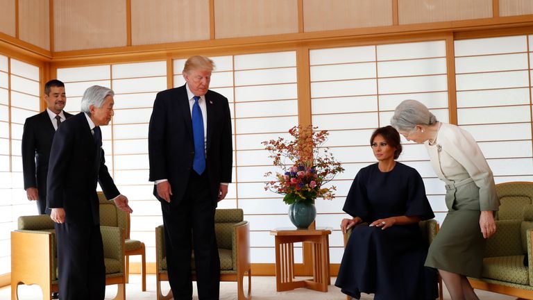 Trump meets Japan's Emperor Akihito and Empress Michiko