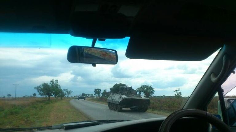 Part of what has been described as a convoy of vehicles near Harare