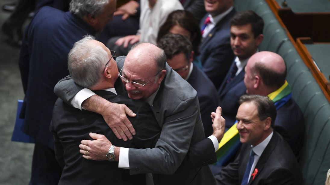 Australian MPs as the same sex marriage bill is passed
