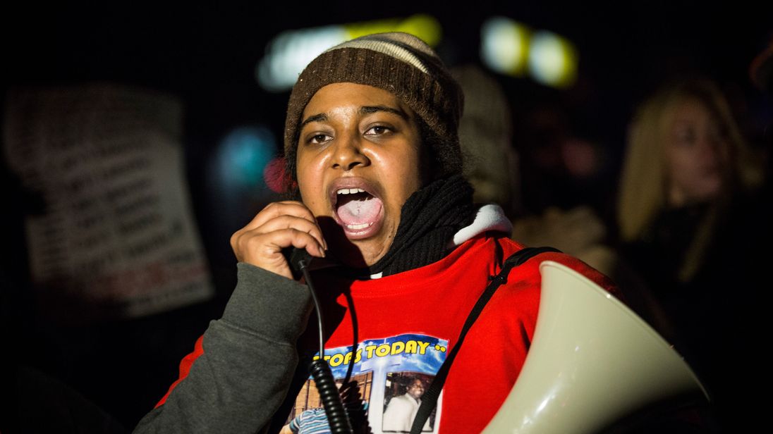 Erica Garner at a rally in 2014, a few months after the death of her father 