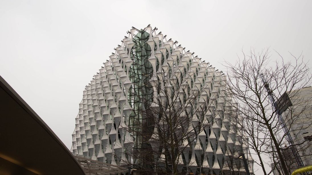 The new building is unveiled of the US Embassy in Nine Elms in Wandsworth