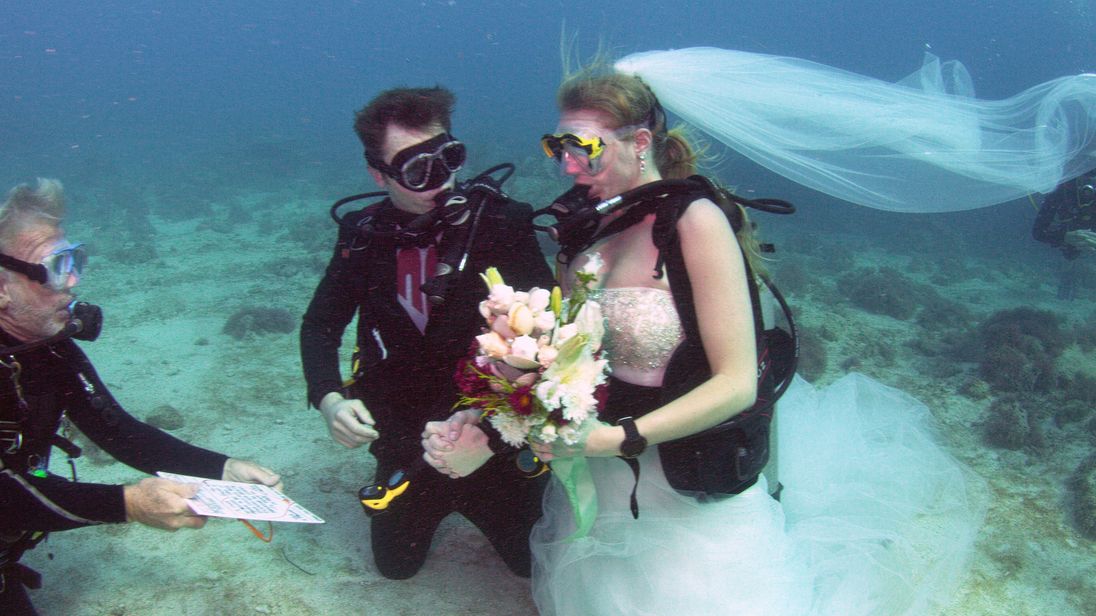 In Sea Sickness And Health Stage Underwater Wedding
