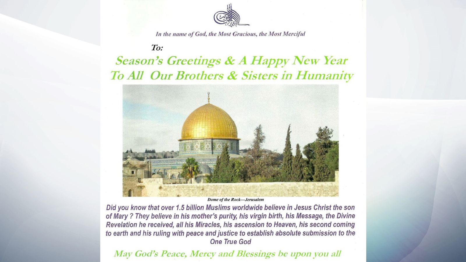 Pope and Queen among thousands sent Islamic Christmas cards by London