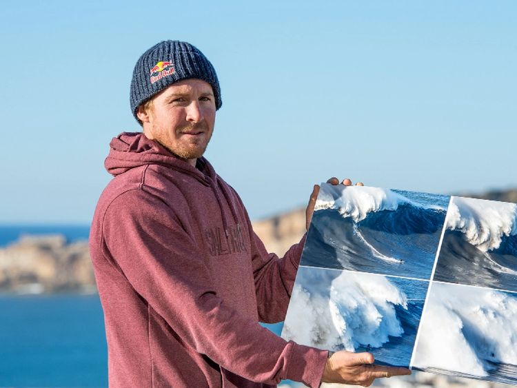 The surfer in Nazare, Portugal when the wave hit