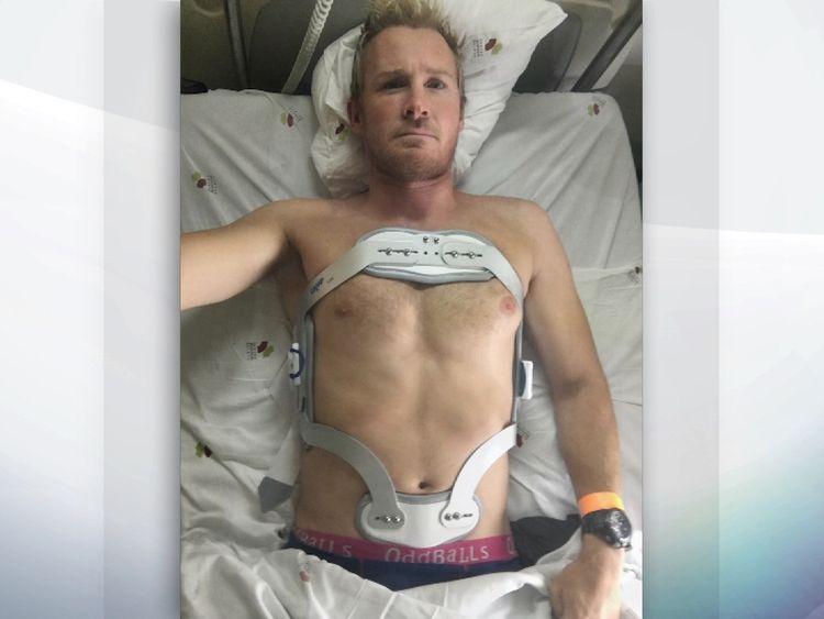 Andrew Cotton after breaking his back