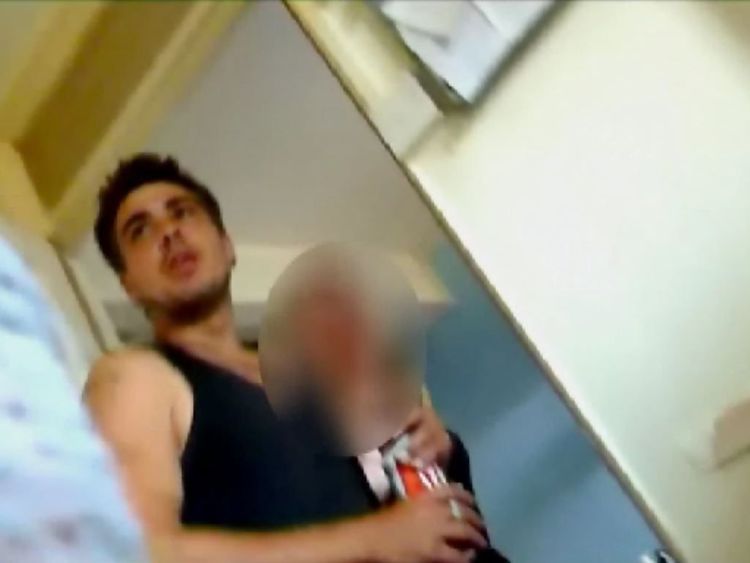 Footage filmed by Bijan Ebrahimi showing his neighbour Lee James, who went on to murder Mr Ebrahimi