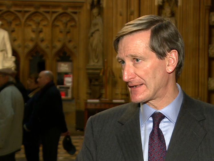 Conservative Dominic Grieve MP talking Westminster lobby.