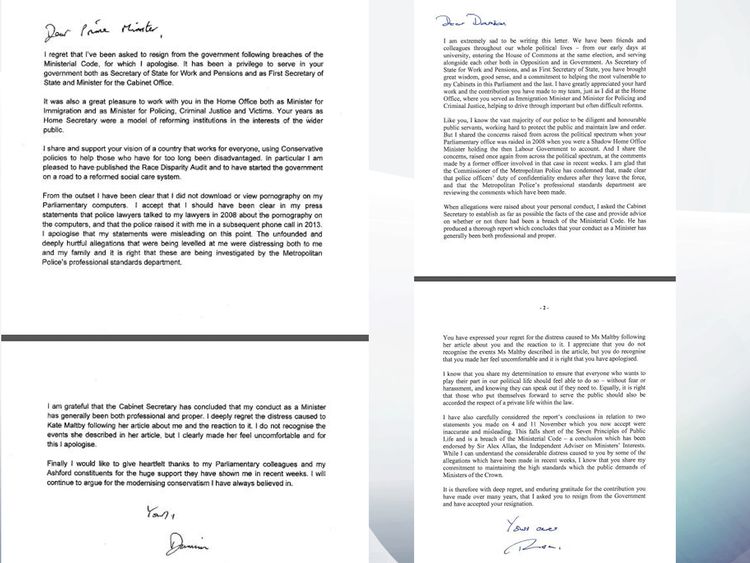 Damian Green and Theresa May letters
