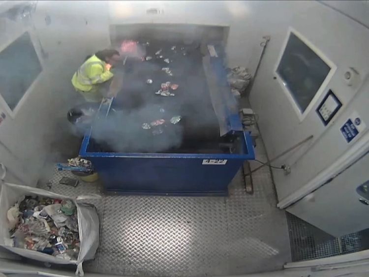 The moment the flare exploded during an inspection