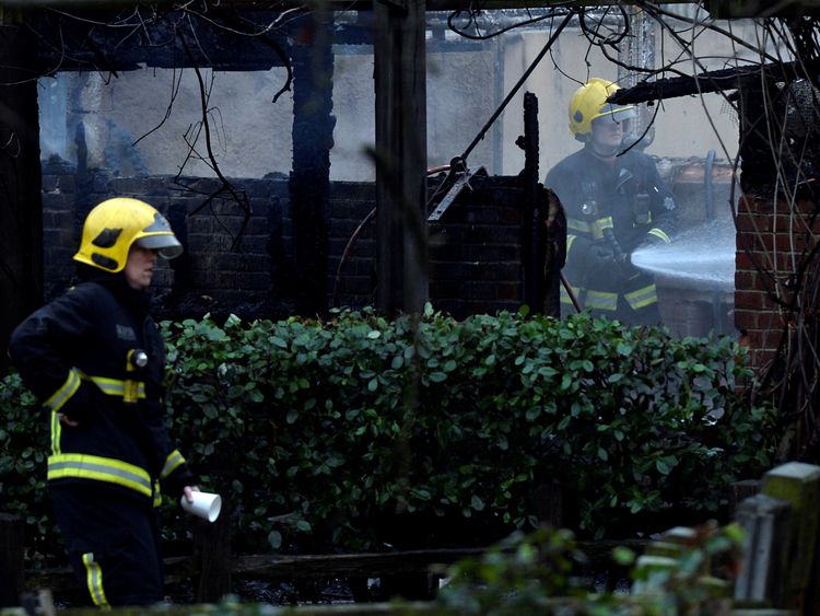 Firefighters attend a blaze at London Zoo following a fire which broke out at a shop and cafe