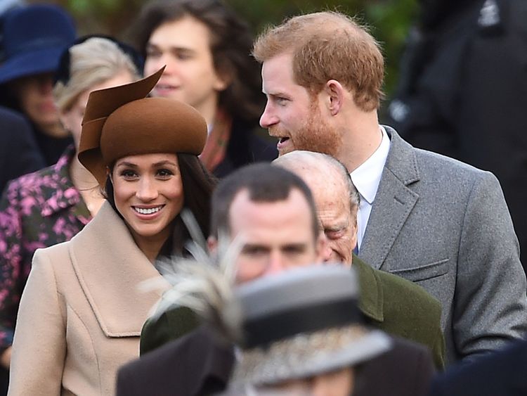 Meghan Markle and Prince Harry arrive at church on Christmas day