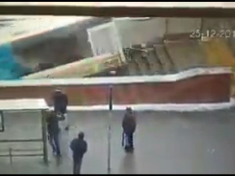 The bus left the road and ploughed down the underpass
