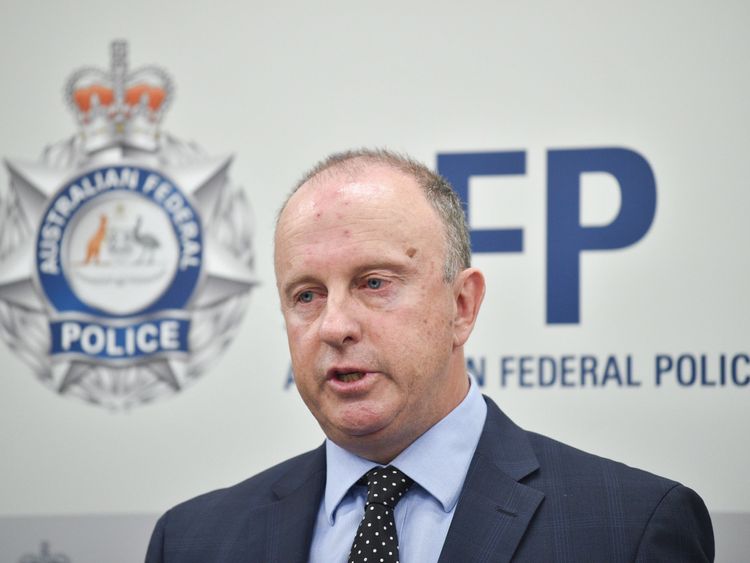 Australian Federal Police Assistant Commissioner Neil Gaughan speaks to the media about a North Korean agent in Sydney on December 17, 2017. A Sydney-based 'loyal agent of North Korea' has been charged with trying to sell missile parts and technology on the black market to raise money for Pyongyang in breach of international sanctions, Australian police said on December 17. / AFP PHOTO / PETER PARKS (Photo credit should read PETER PARKS/AFP/Getty Images)