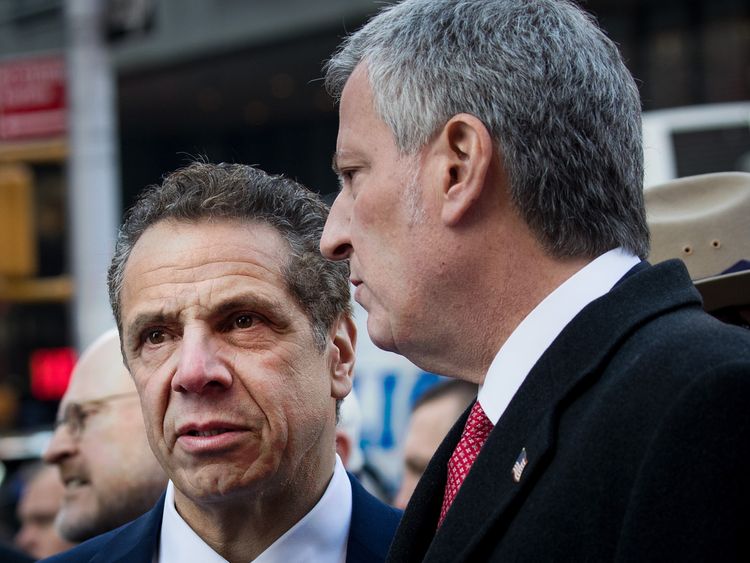 Andrew Cuomo, New York&#39;s Mayor, speaks after the attempted terror attack