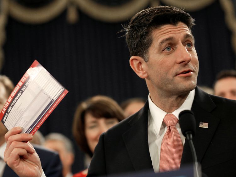 Speaker of the House Paul Ryan on the day he unveiled legislation to reform the tax system