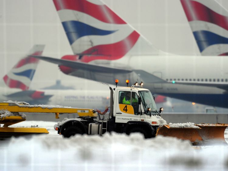 British Airways cancelled dozens of flights after disruption caused by the snow and ice