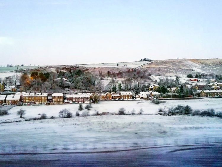 Storm Caroline has brought snow to parts of the UK - and there is more to come. This was the scene on the 7.40am Manchester to Leeds Transpennine Express on Friday. Pic: Asma Younus‏ (@jetsetchick)