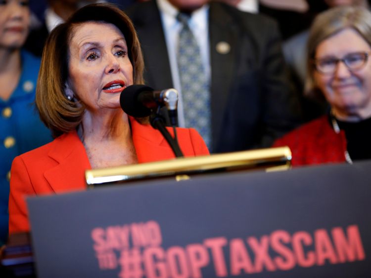 House Minority Leader Nancy Pelosi attacked the tax reform bill 
