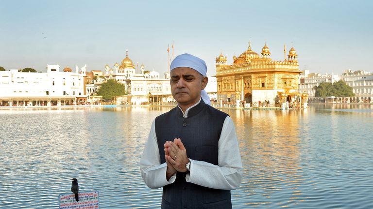 London Mayor Sadiq Khan at the Golden temple in Amritsar