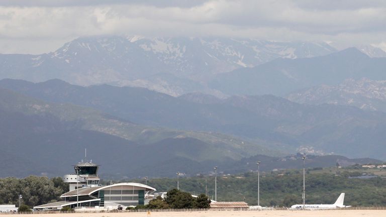 Bastia Airport in Corsica, where three people were shot