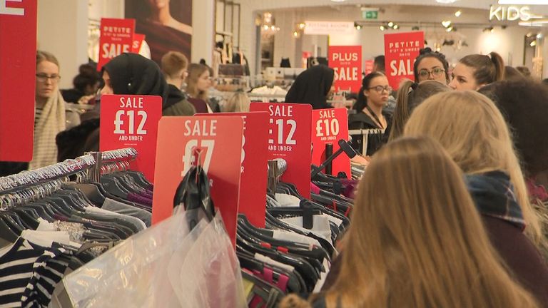 Shoppers in Cardiff on Boxing Day 2017