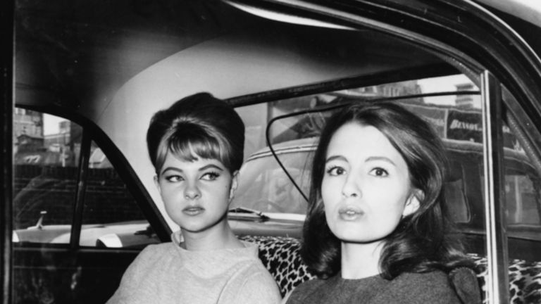 Mandy Rice-Davies (left) and Christine Keeler leave court following the trial of Stephen Ward