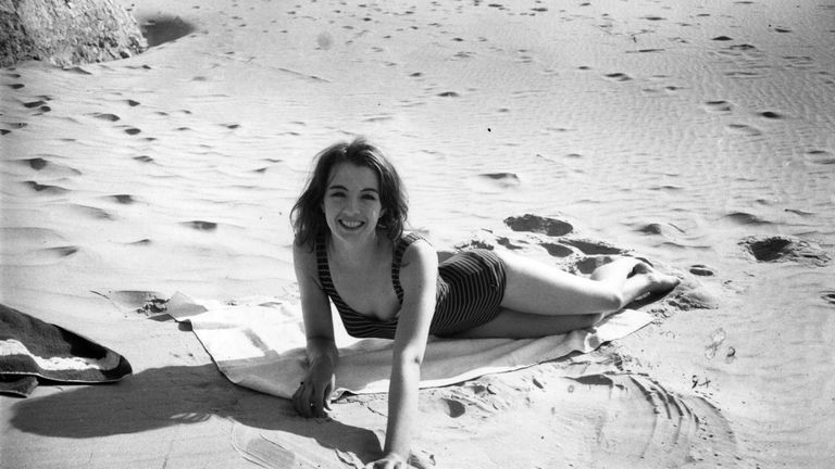 Chrstine Keeler on holiday in Spain, photographed by the Daily Express, at the height of the scandal 