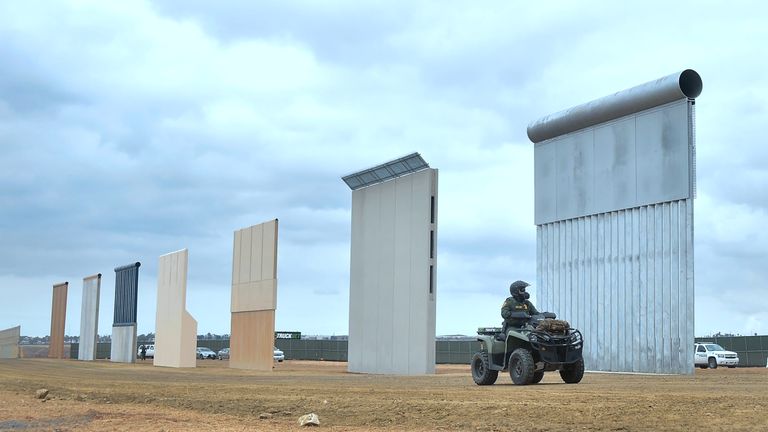 Prototypes of Donald Trump's proposed border wall in San Diego