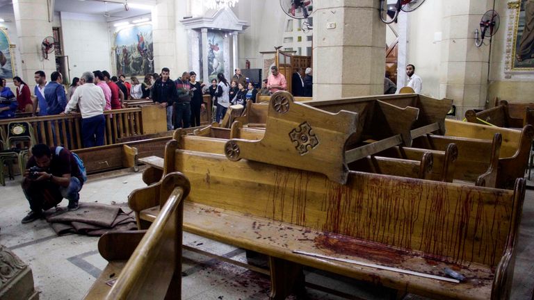 Worshippers were killed at the Mar Girgis Coptic Church in Tanta in April 2017