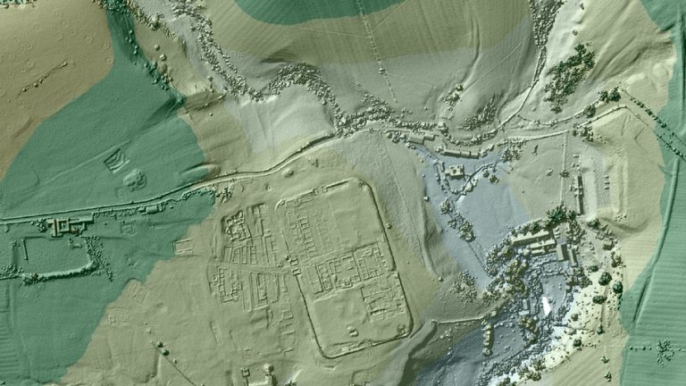 The data has previously uncovered Vindolanda Roman fort, just south of Hadrian&#39;s Wall. Pic: Environment Agency