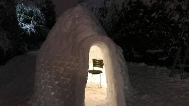 The igloo was constructed using about 500 ice bricks. Pic: Benjamin Crutch/Facebook