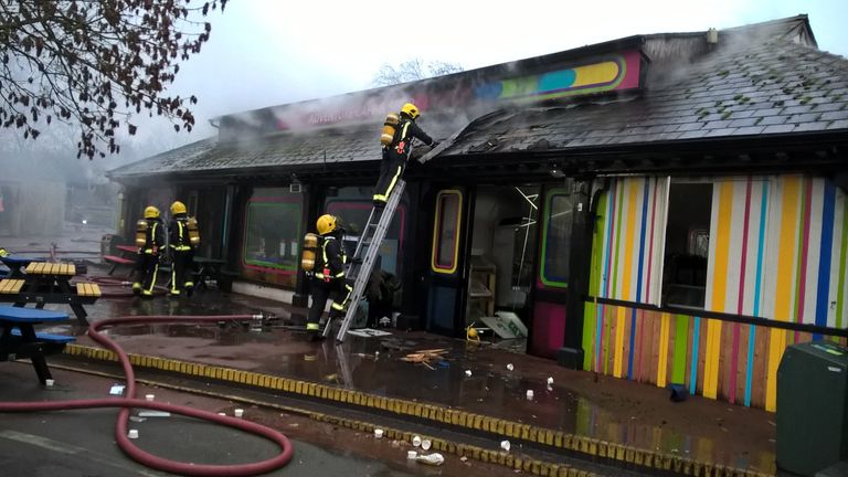 Picture the scene of a fire brought under control at London Zoo. Pic: LFB