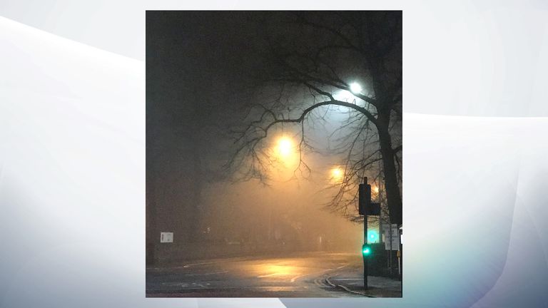 In Manchester, flights were grounded on Monday as fog descended. Pic: @AbiSUom