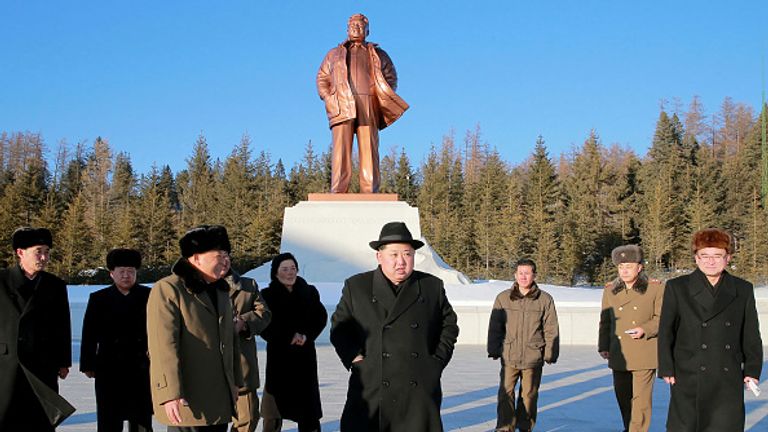 North Korean leader Kim Jong-Un visiting Samjiyon County in Ryanggang Province