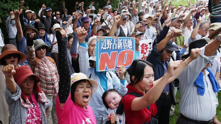 Many people on Okinawa are against the US military presence on the island