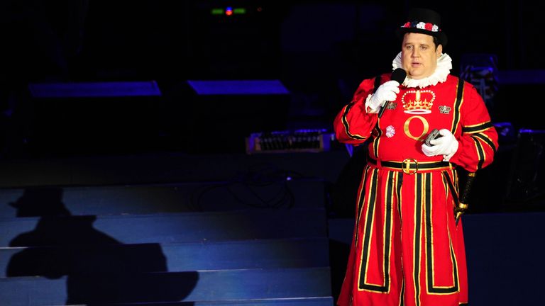 Peter Kay on stage outside Buckingham Palace during the Diamond Jubilee Concert in 2012
