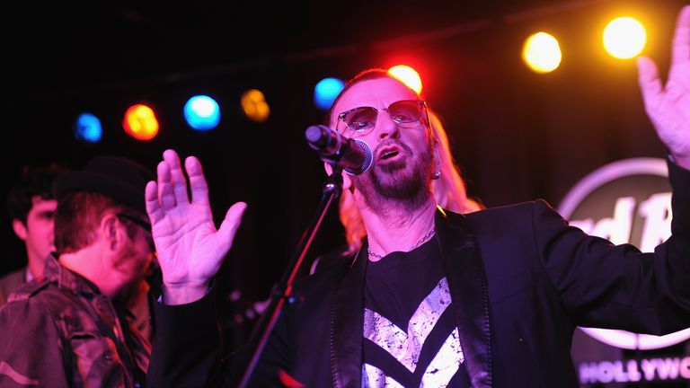 2010:  Ringo Starr performs at Hard Rock&#39;s "Imagine There&#39;s No Hunger: Celebrating the Songs of John Lennon" in Hollywood, California