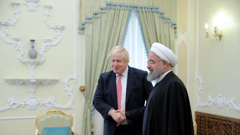 Boris Johnson with Iranian President Hassan Rouhani