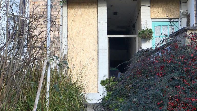 A property raided in Chesterfield had its front door removed