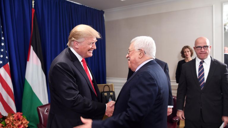 Donald Trump met Palestinian leader Mahmoud Abbas in September 2017 and has now told him he wants to relocate the US Embassy, according to Palestinian officials