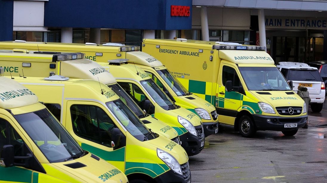 Ambulances outside the Royal Liverpool Hospital