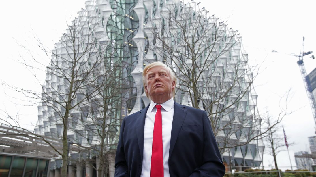 Donald Trump London visit to US embassy cancelled site waxwork