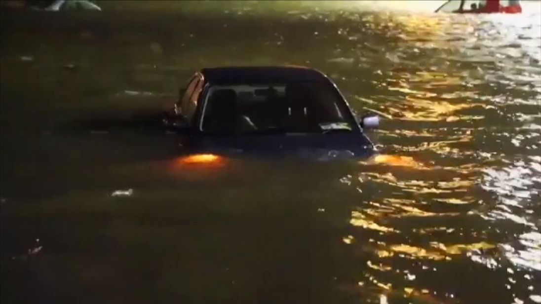 Flooding caused by Storm Eleanor engulfs a car in Galway. Pic: Enda Cunningham