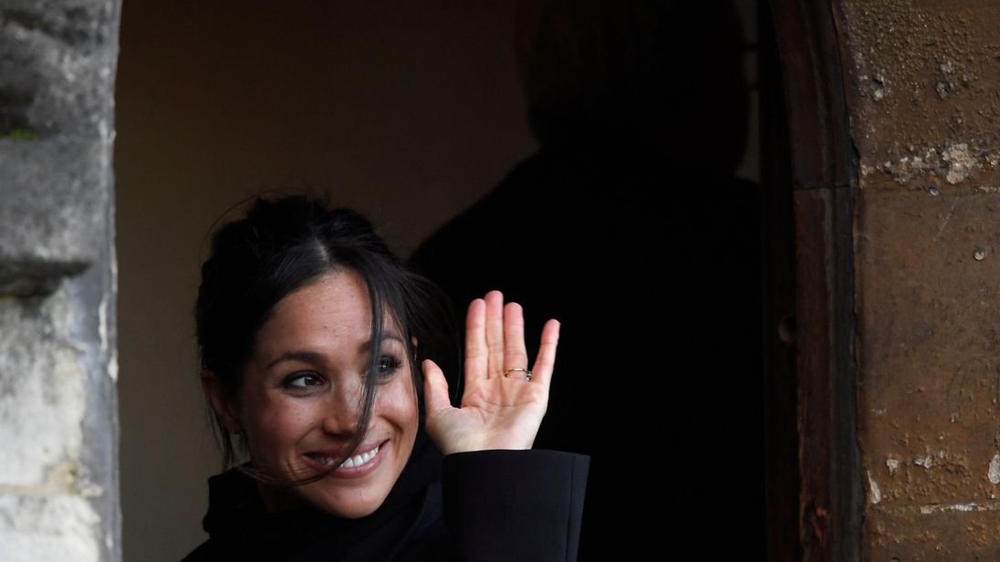 Meghan Markle greets well-wishers during a visit to Cardiff Castle