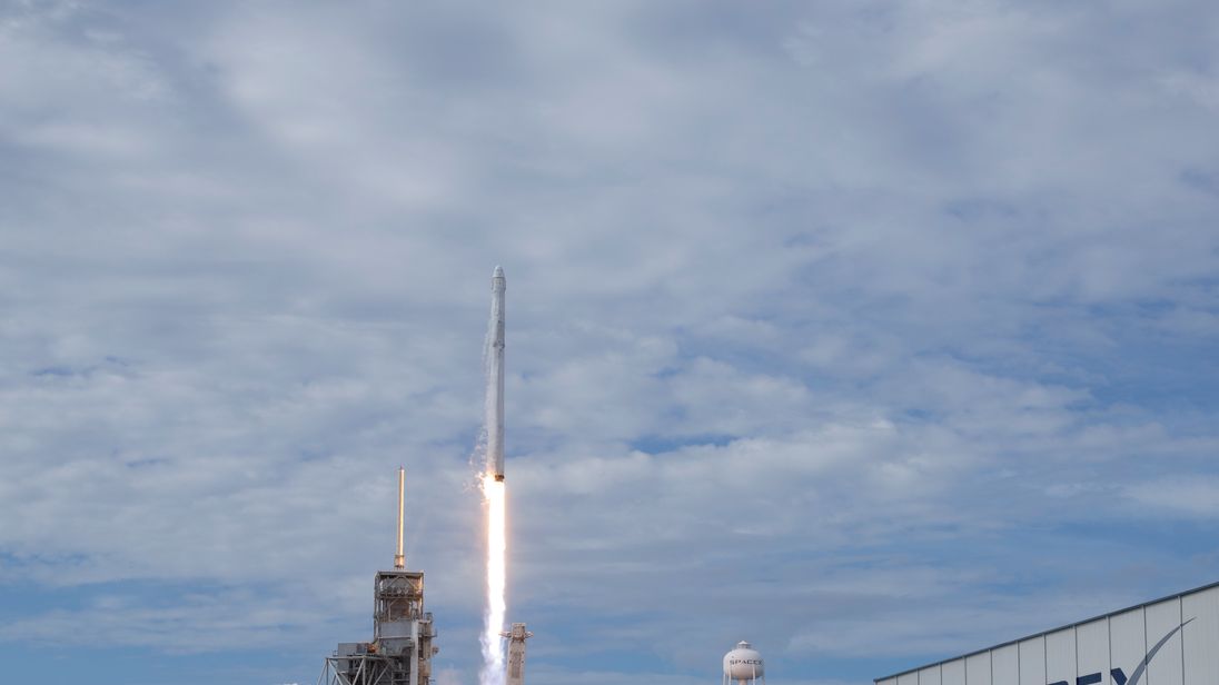 The SpaceX Falcon 9 rocket, with the Dragon spacecraft onboard, launches from pad 39A at NASA...s Kennedy Space Center in Cape Canaveral, Florida, Saturday, June 3, 2017. Dragon is carrying almost 6,000 pounds of science research, crew supplies and hardware to the International Space Station in support of the Expedition 52 and 53 crew members. The unpressurized trunk of the spacecraft also will transport solar panels, tools for Earth-observation and equipment to study neutron stars. This will be the 100th launch, and sixth SpaceX launch, from this pad. Previous launches include 11 Apollo flights, the launch of the unmanned Skylab in 1973, 82 shuttle flights and five SpaceX launches. Photo Credit: (NASA/Bill Ingalls)