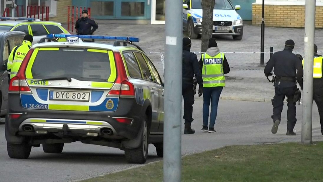 The explosion happened at Varby Gard station in southwest Stockholm. Pic: TV for Sweden