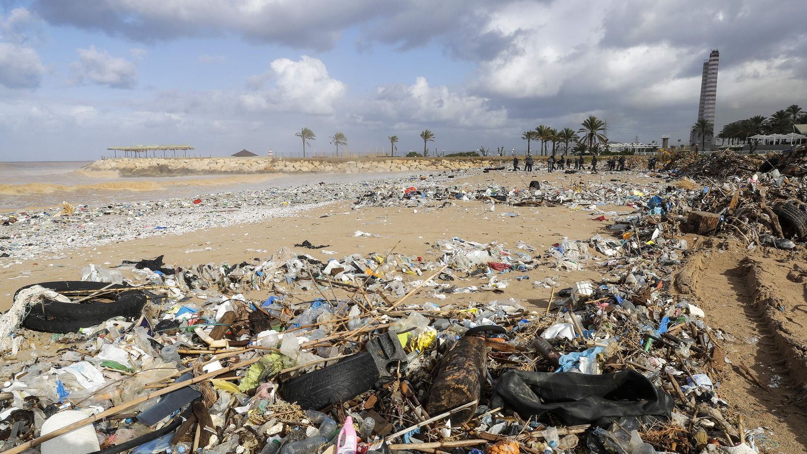Sea 'regurgitates trash' to cover Lebanon beach Climate News Sky News