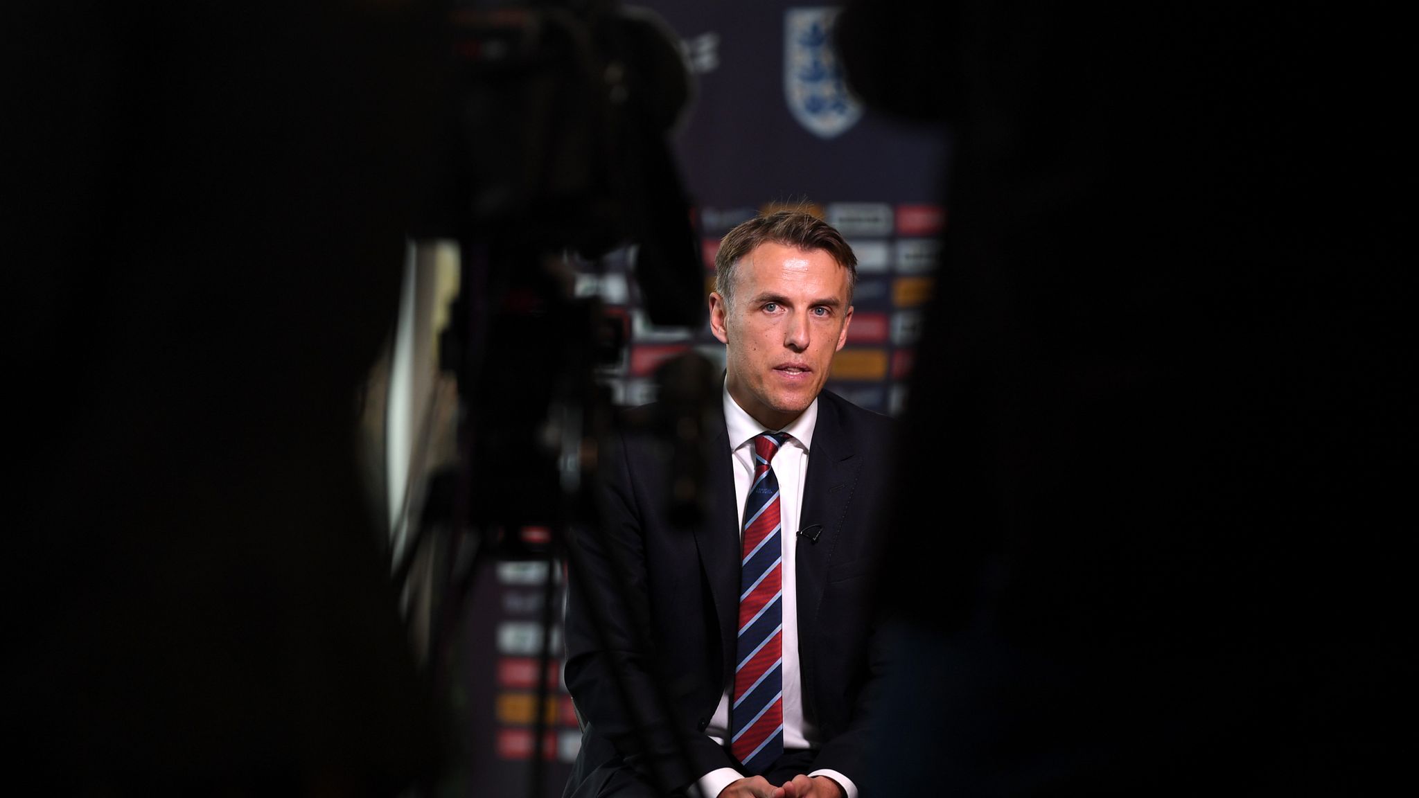 'Ghost' appears behind Phil Neville during Sky Sports Monday Night Football