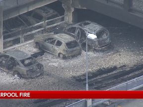 All the cars in the car park were destroyed in the fire